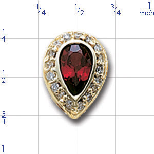 AC504 14K BEZEL PEAR SHAPE GARNET & DIAMOND SLIDE 